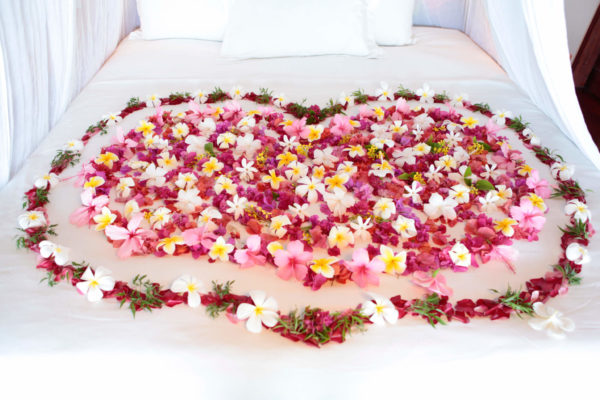 Bed full of flower in the Islands of Tahiti