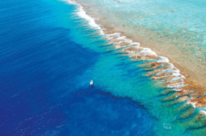 Reef aerial view in French Polynesia