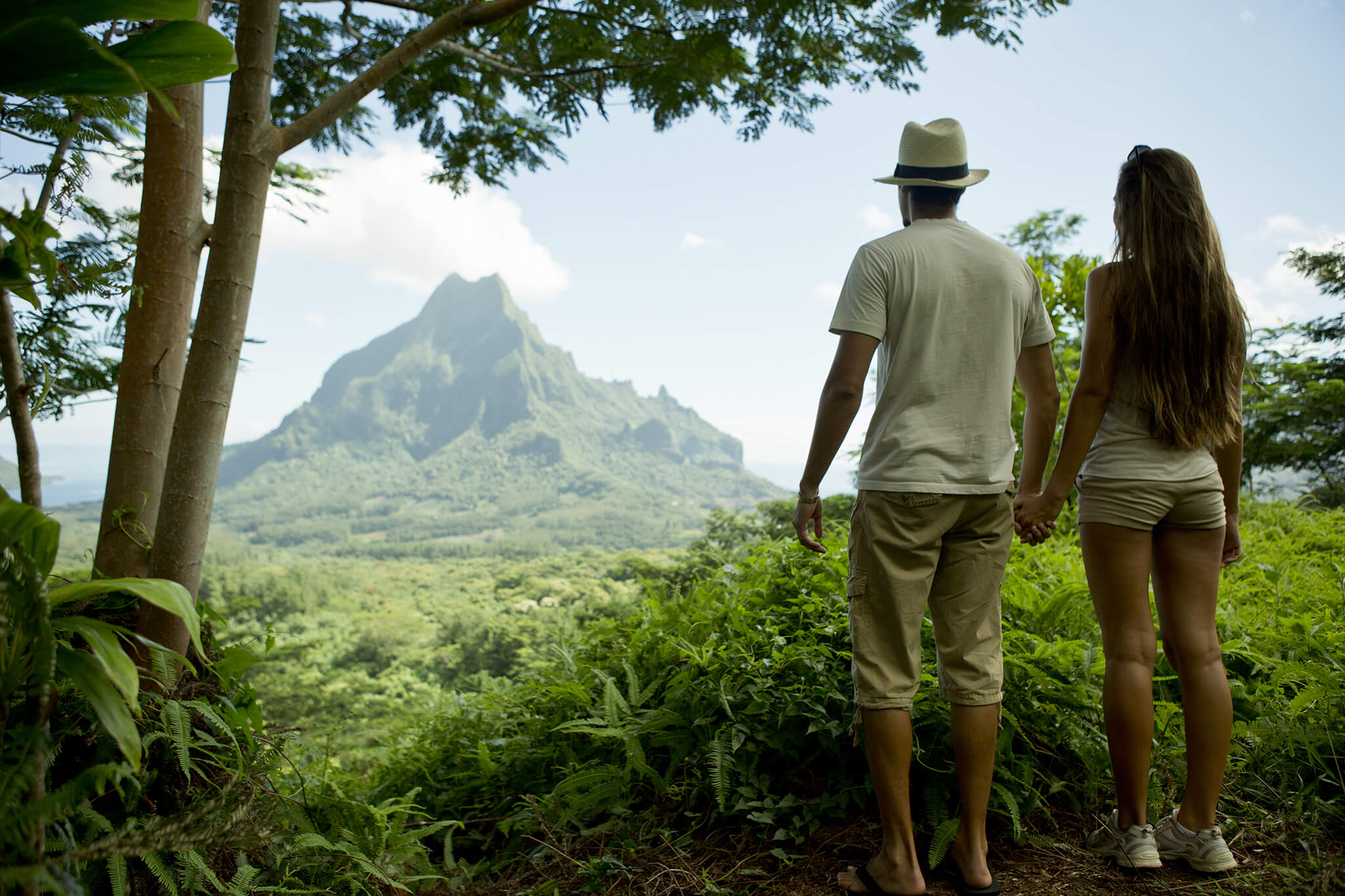 Couple watching the view on the Rotui mount in Moorea